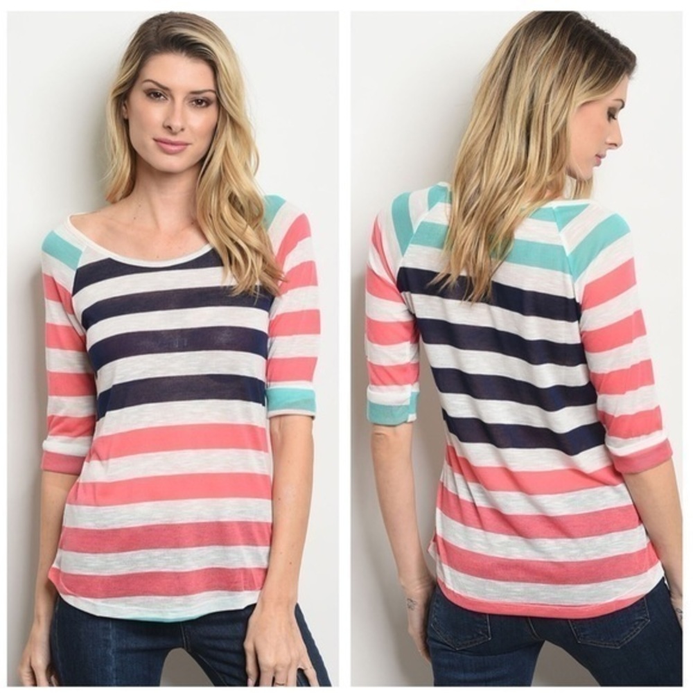 Navy Pink Stripes Shirt